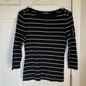 Ralph Lauren striped 3/4 sleeve top Medium